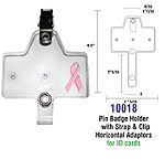 Pin Badge Holder with Strap & Clip Horizontal Adaptors (For ID Cards) - Pack of 500 (Patent #6,035,5