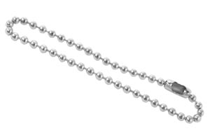 Nickel-Plated Steel Ball Chain, 6 Inch - No 3 Bead Size